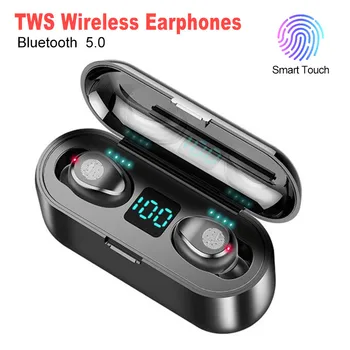 Brezžične Slušalke Bluetooth V5.0 F9 TWS Brezžične Bluetooth Slušalke LED Zaslon Z 2200mAh Moči Banke Slušalke Z Mikrofonom