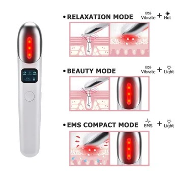 Akumulatorska Električna Oči Roller Massager Odstranite Gubam Vibracije EMS Ogrevano Lepote Rdeče Svetlobe za Nego Obraza, Orodje Anti-aging Pero