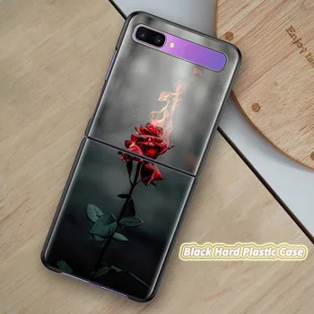 Rože Rdeče Rose Art Ohišje Za Samsung Galaxy Ž Flip 5G Black Trde Plastike Telefon Coque Za 6,7 Cm, Zložljiva In Delitev Ohišja