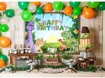 Dinozaver Foto Ozadje Džungle Gozdnih Živali, Safari Happy Birthday Party Boys Dekoracijo Fotografiranje Družin, Banner