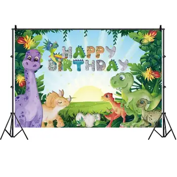Dinozaver Foto Ozadje Džungle Gozdnih Živali, Safari Happy Birthday Party Boys Dekoracijo Fotografiranje Družin, Banner