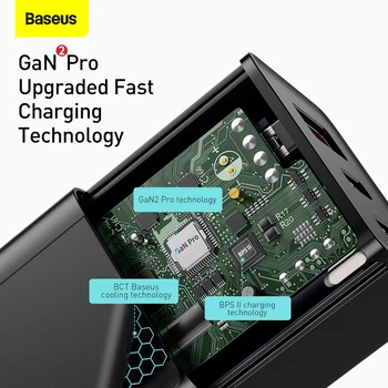 Baseus 65W GaN2 Pro USB Polnilec za Hitro Polnjenje 4.0 PD Hitro Polnjenje za iPhone 12 Xiaomi Macbook Pro Tip C GaN 2 65W Polnilnik