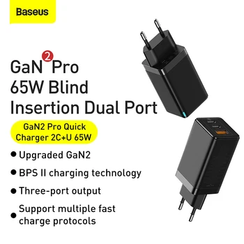 Baseus 65W GaN2 Pro USB Polnilec za Hitro Polnjenje 4.0 PD Hitro Polnjenje za iPhone 12 Xiaomi Macbook Pro Tip C GaN 2 65W Polnilnik
