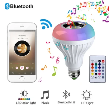 Smart E27 RGB Bluetooth Zvočnik LED Žarnica Svetlobo 12W Glasba Zatemniti Brezžični Led Sijalka s 24 Tipkami Daljinskega upravljalnika #30