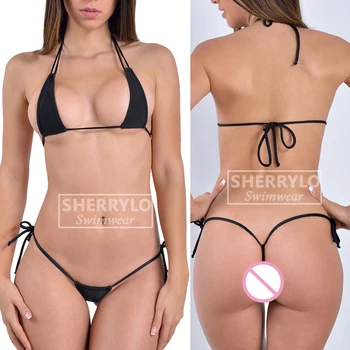 Micro Bikini Extreme G String Tangice Mini Poskočno Bikini za Ženske Poskočno Vrhu Strani Kravato Bikini Bottom Plaži, Sončenje Microbikini