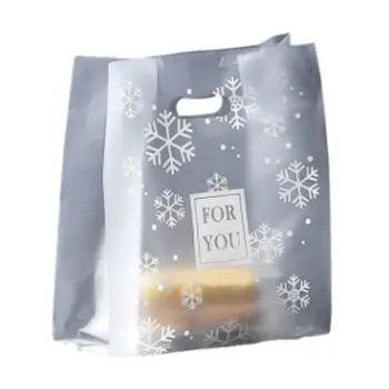 50pcs plastike, motnega, snežinka vzorec tote vrečko kave pekarna peciva vrečko hrane takeaway embalaža vrečko Božični darilni embalaži