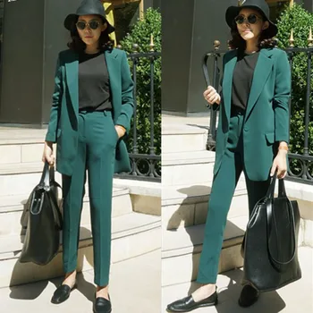 Set ženskih 2019autumn novo temperament moda slim majhne suknjič + Harlan hlače eleganten casual dva kosa barva divje