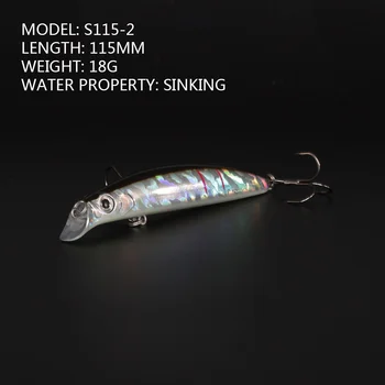 1pc 115mm 18g potopu težko ribolov lure wobblers umetno bionic strokovno 3D-oči plastičnih vabe 5colors