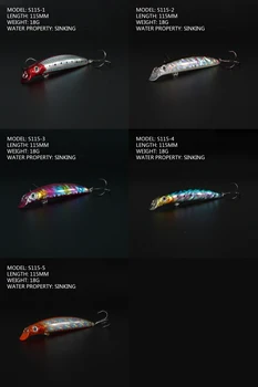 1pc 115mm 18g potopu težko ribolov lure wobblers umetno bionic strokovno 3D-oči plastičnih vabe 5colors