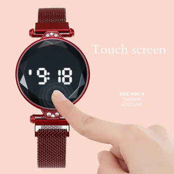 2020 Ženske Ure Moda Belo Številke Na Dotik Zaslon Led Digitalne Ure Očesa Pasu Magnetne Sponke Elektronski Watch Reloj Mujer