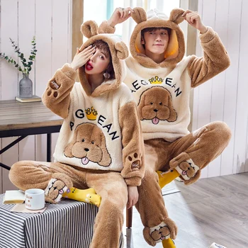 Ženske, Moške Zimske Nekaj Cute Pižamo Risanka Spanja Obleko Hooded Anime Božični Kostumi Ženski Toplo Sleepwear Flanela Homewear