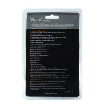 Najnovejši Vgate VS890S Auto Optičnega orodje VS 890 OBD2 Optičnega Diagnostično Orodje Multi-language VS890 Koda Napake Bralec Analyzer
