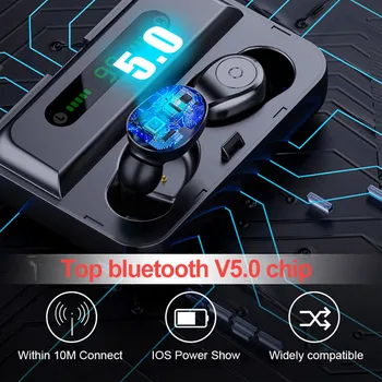 Brezžična tehnologija Bluetooth 5.0 Čepkov TWS Bluetooth Slušalke 8D Brezžične Stereo Slušalke z LED Digitalni Prikaz Moči banke Slušalke