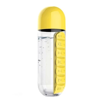 Prenosni 600 ML Vode Steklenici Tabletke Polje 2 v 1 Prostem, Potovanja Steklenico Vode Medicine Pokal Plastenk