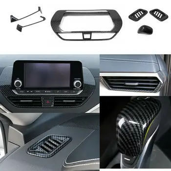 6Pcs Avto ABS Ogljikovih Vlaken Notranje opreme Trim Ornamenti Kritje za Nissan Altima 2019-2020 Auto Notranje Nalepke, Krom