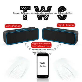 TWS Bluetooth Zvočnik Prenosni V4.2 Brezžični Zvočnik 3D Stereo Zvok, Dvojni Bas Trobenta Zunanji Zvočnik Podpora BT TF Kartica