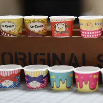 Tanduzi 100 kozarcev Trgovini Cute Belo Plastično Mini Skodelice Japonski Deco Deli Imitacije Hrane Ponaredek Sladoled Pokal Plastičnih Obrti