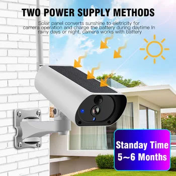 1080P Solarno Polnjenje Brezžične IP Kamere, WiFi Nepremočljiva Varnostna Kamera Bullet IR Nočno Vizijo Nadzor CCTV Kamere Novo 2019