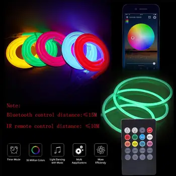 Neon Led Trakovi, RGB Svetlobe Glasbe Bluetooth Daljinsko upravljanje 220V 110V Prilagodljiv Neon 2835 5050 120LED Traku Lučka Niz Nepremočljiva