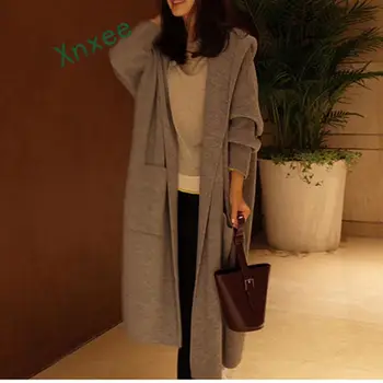 Xnxee Pulover jopico ženske dolgo hooded plus velikost 3Xl zimska oblačila korejski slog, dame plašč harajuku outwear pletene pomlad