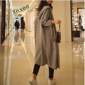 Xnxee Pulover jopico ženske dolgo hooded plus velikost 3Xl zimska oblačila korejski slog, dame plašč harajuku outwear pletene pomlad