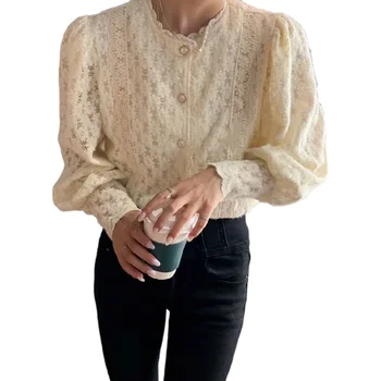 Novi Pomladni Vintage Bombaž Majica Ženska Oversize Ženska Z Dolgimi Rokavi Dekliška Bluzo Poletje Plus Velikost Ženske Bluze Femme Blusas