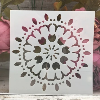 16Pcs/Set 15*15 cm Mandala Geometrijo DIY Layering Matrice Stensko Slikarstvo Album Kolorit Reliefi Album Dekorativni Predlogo